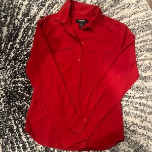 Express red button down blouse